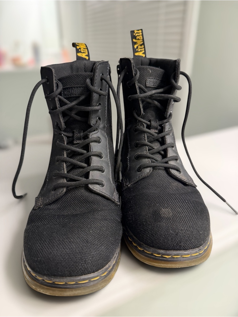 Dr. Martens Combs Y Black Canvas Combat Boots Women’s 6 Men’s 5 Side Zip Lace-Up - Picture 2 of 9